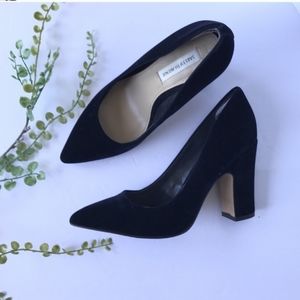 NWT Saks Fifth Avenue Suede Block Heel Navy